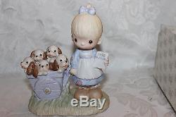 Precious Moments figurines GOD LOVETH A CHEERFUL GIVER, Original 21, Girl/Puppies