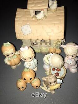 Precious moments figurines. Fall Festival. 7 Piece Porcelain With Lighted Barn
