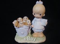 Q Precious Moments RARE Girl With Puppies-God Loveth A Cheerful Giver-$750V