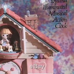 RARE 1991 Enesco Precious Moments Toyland Illuminated Musical Action Clock NEW