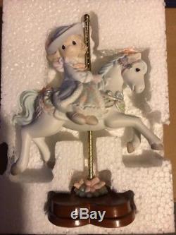 RARE 2004 Precious Moments Premier Collection Carousel SET with Wood Rotating Base