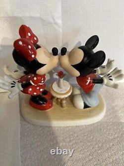 RARE Disney Precious Moment Mickey Minnie Figurine Love At First Kiss 133705