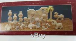 RARE Enesco Precious Moments Mini Pewter Nativity Set 17 Pieces (1989) COMPLETE