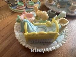 RARE! Precious Moments 802654 Baby Boy in Bed Crib Time Bedroom Mini Tea Set 8