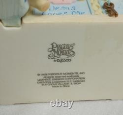 RARE Precious Moments Figurine Jesus Loves Me Boy WithTeddy Bear Hope Chest 1999