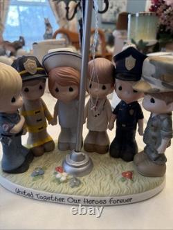 RARE Precious Moments Figurine Together We Stand United in Faith USA Flag NO BOX