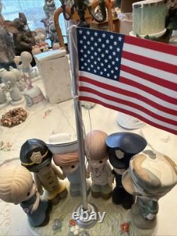 RARE Precious Moments Figurine Together We Stand United in Faith USA Flag NO BOX