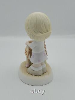 RARE Precious Moments God Bless Our Home Girl with House Sign Figurine