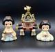 Rare Precious Moments Japanese Figurine Set Vintage Kimono Girls W Shrine
