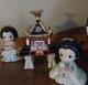 Rare Precious Moments Japanese Figurine Set Vintage Kimono Girls With Shrin