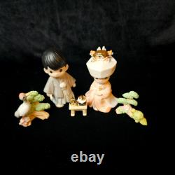 RARE Precious Moments Japanese Wedding Set Asian Exclusive 5 pc Gold Trim EUC