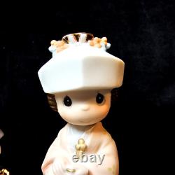 RARE Precious Moments Japanese Wedding Set Asian Exclusive 5 pc Gold Trim EUC