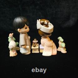 RARE Precious Moments Japanese Wedding Set Asian Exclusive 5 pc Gold Trim EUC