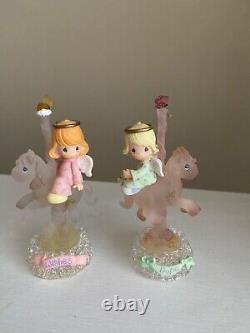 RARE Vintage Precious Moments Carousel Horse Angel 12 Figurine Set with Carousel