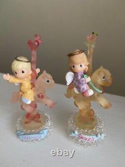 RARE Vintage Precious Moments Carousel Horse Angel 12 Figurine Set with Carousel