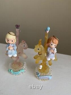 RARE Vintage Precious Moments Carousel Horse Angel 12 Figurine Set with Carousel