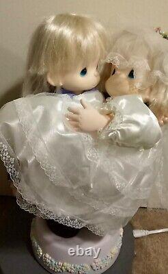 Rare 19 inch Animated Precious Moments Bride and Groom Dolls on Musical Base