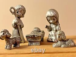 Rare In Box Precious Moments Mini Pewter Nativity-come Let Us Adore Him-1981