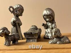 Rare In Box Precious Moments Mini Pewter Nativity-come Let Us Adore Him-1981