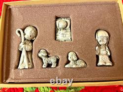 Rare In Box Precious Moments Mini Pewter Nativity-come Let Us Adore Him-1981