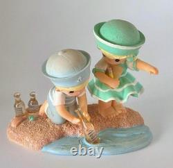 Rare Precious Moments Children at the Beach Figurine Glass Bottles