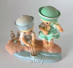 Rare Precious Moments Children at the Beach Figurine Glass Bottles