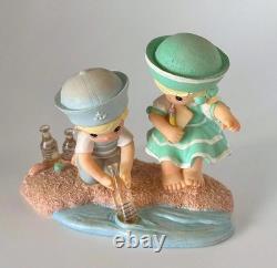 Rare Precious Moments Children at the Beach Figurine Glass Bottles