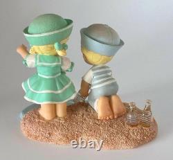 Rare Precious Moments Children at the Beach Figurine Glass Bottles