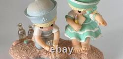 Rare Precious Moments Children at the Beach Figurine Glass Bottles