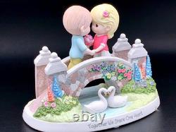 Rare Precious Moments Couple Bridge Figurine Swans Garden Scene