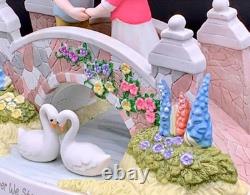 Rare Precious Moments Couple Bridge Figurine Swans Garden Scene