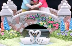 Rare Precious Moments Couple Bridge Figurine Swans Garden Scene