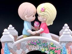 Rare Precious Moments Couple Bridge Figurine Swans Garden Scene