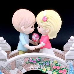 Rare Precious Moments Couple Bridge Figurine Swans Garden Scene