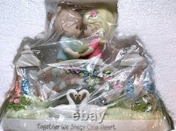 Rare Precious Moments Couple Bridge Figurine Swans Garden Scene