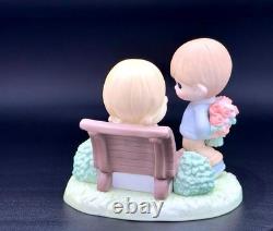 Rare Precious Moments Figurine Boy Surprises Girl With Flowers Perfect Christmas