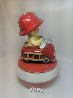 Rare! Precious Moments Fireman in Fire Truck Music Box To Your Rescue 2011