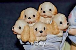 Rare Precious Moments God Loveth a Cheerful Giver 1977 Girl with free puppies