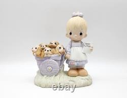 Retired'77 Precious Moments God Loveth A Cheerful Giver Free Puppies Figurine