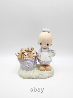 Retired'77 Precious Moments God Loveth A Cheerful Giver Free Puppies Figurine