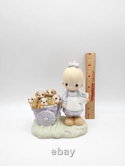 Retired'77 Precious Moments God Loveth A Cheerful Giver Free Puppies Figurine
