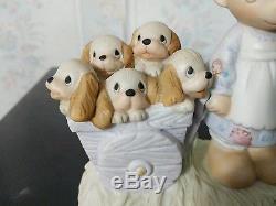 SUPER RARE PRECIOUS MOMENTS GOD LOVETH A CHEERFUL GIVER Figurine Puppies E-1378