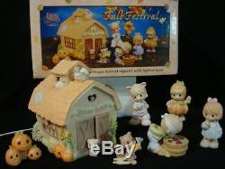 T Precious Moments-7 Pc. Fall Festival/Harvest Jubilee Set-Lighted Barn/Pumpkins