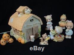 T Precious Moments-7 Pc. Fall Festival/Harvest Jubilee Set-Lighted Barn/Pumpkins