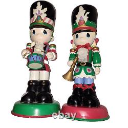 VTG 1990s Enesco Precious Moments Nutcracker Pair Huge Vibrant Christmas Cute