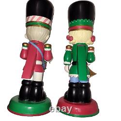 VTG 1990s Enesco Precious Moments Nutcracker Pair Huge Vibrant Christmas Cute