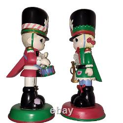 VTG 1990s Enesco Precious Moments Nutcracker Pair Huge Vibrant Christmas Cute