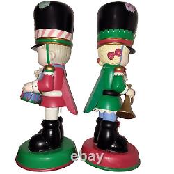 VTG 1990s Enesco Precious Moments Nutcracker Pair Huge Vibrant Christmas Cute