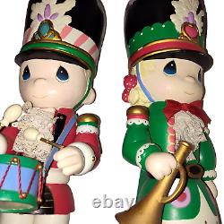 VTG 1990s Enesco Precious Moments Nutcracker Pair Huge Vibrant Christmas Cute