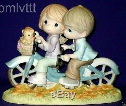 Very Rare Precious Moments Couple Bicycle Together-All For The Love Of You W Box